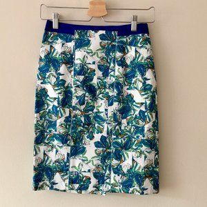 Club Monaco Francis Blue Floral Pencil Skirt